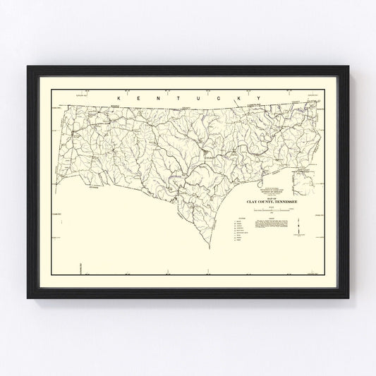 Vintage Map of Clay County, Tennessee 1938