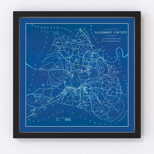 Vintage Map of Davidson County, Tennessee 1940