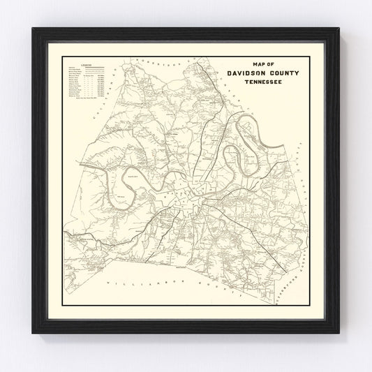 Vintage Map of Davidson County, Tennessee 1920