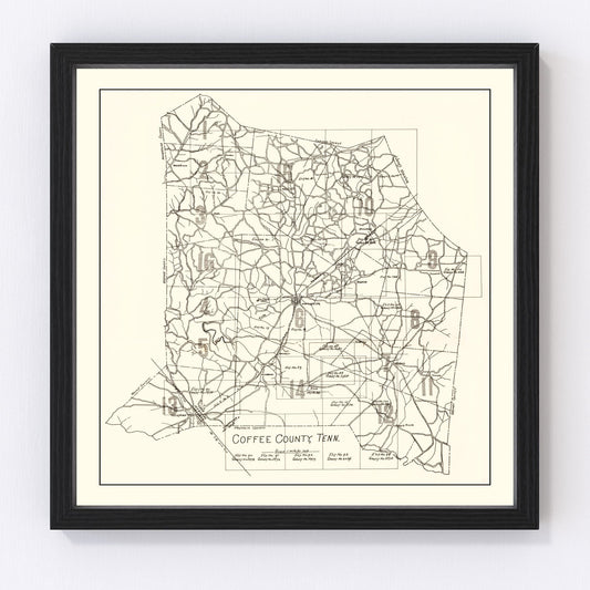 Vintage Map of Coffee County, Tennessee 1938