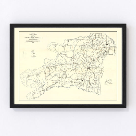 Vintage Map of Lauderdale County, Tennessee 1935