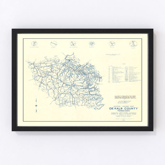 Vintage Map of Dekalb County, Tennessee 1952