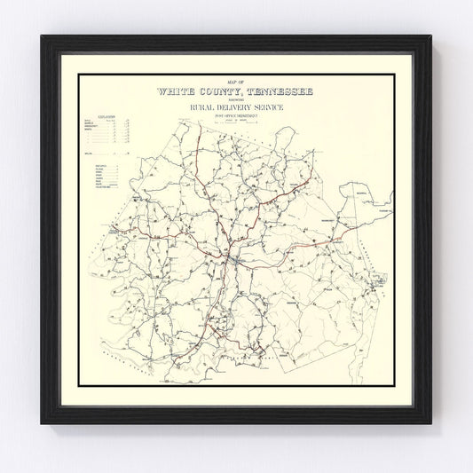 Vintage Map of White County, Tennessee 1936