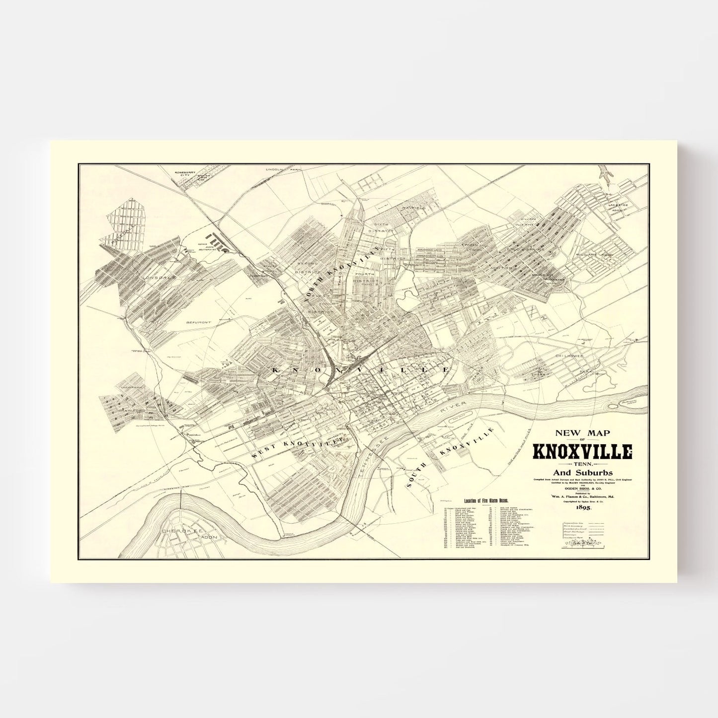 Vintage Map of Knoxville, Tennessee 1895