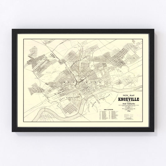 Vintage Map of Knoxville, Tennessee 1895