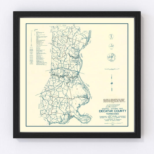 Vintage Map of Decatur County, Tennessee 1951