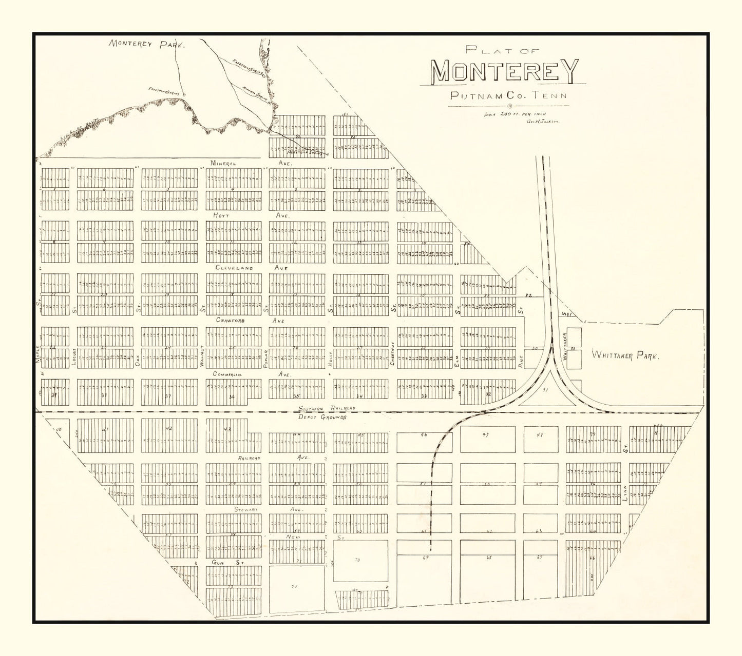 Vintage Map of Monterey, Tennessee 1890