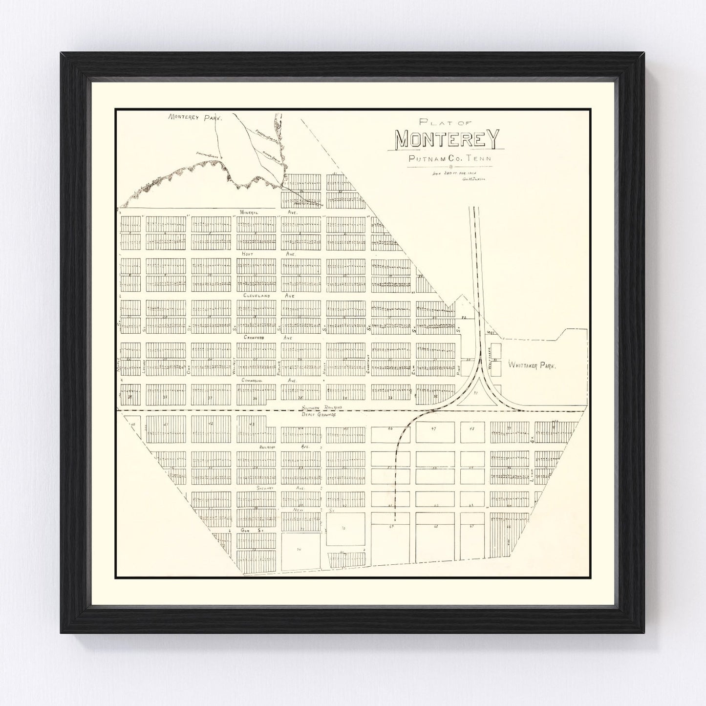 Vintage Map of Monterey, Tennessee 1890