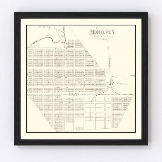 Vintage Map of Monterey, Tennessee 1890