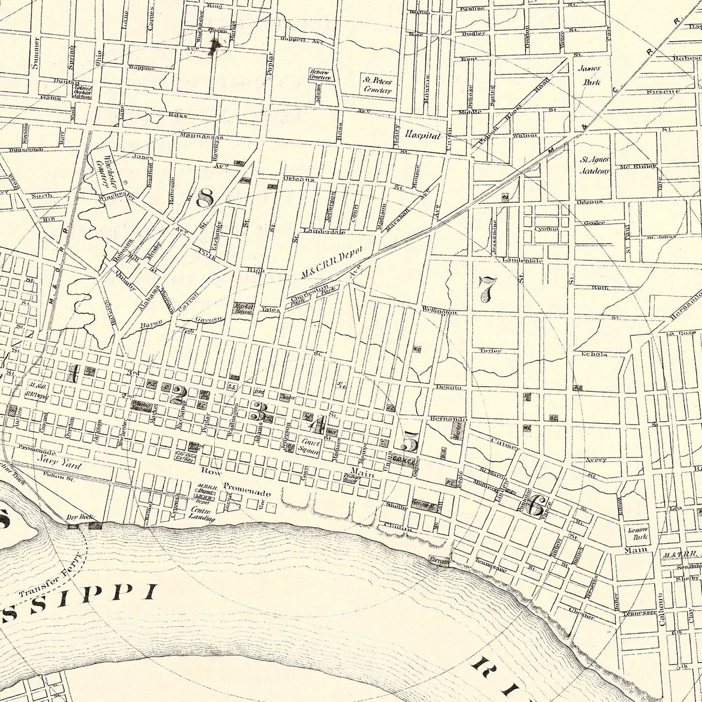 Vintage Map of Memphis, Tennessee 1872