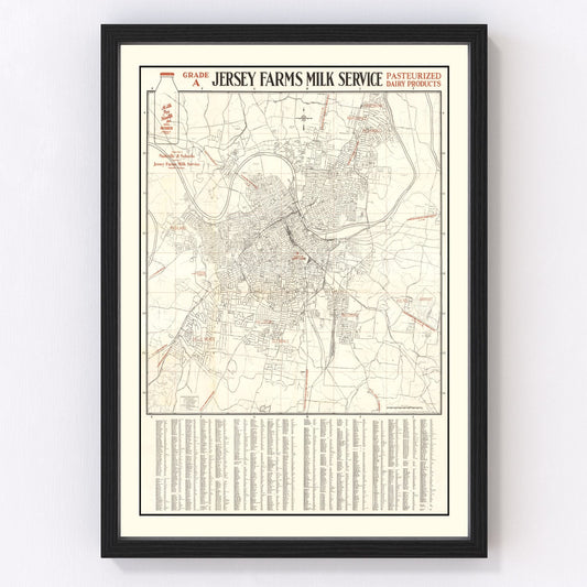Vintage Map of Nashville, Tennessee 1947