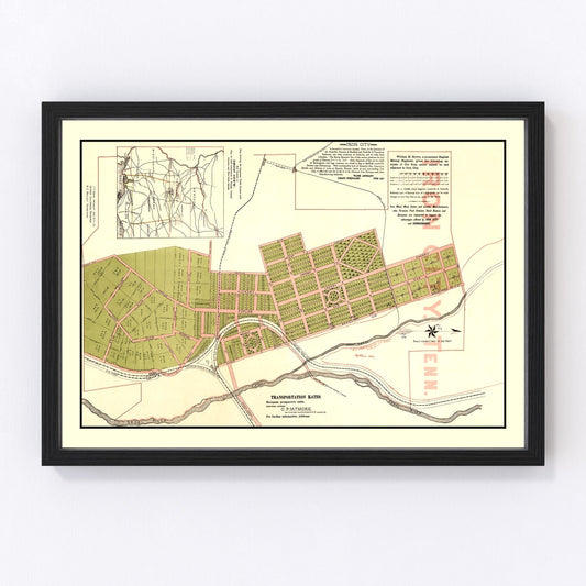 Vintage Map of Iron City, Tennessee 1890