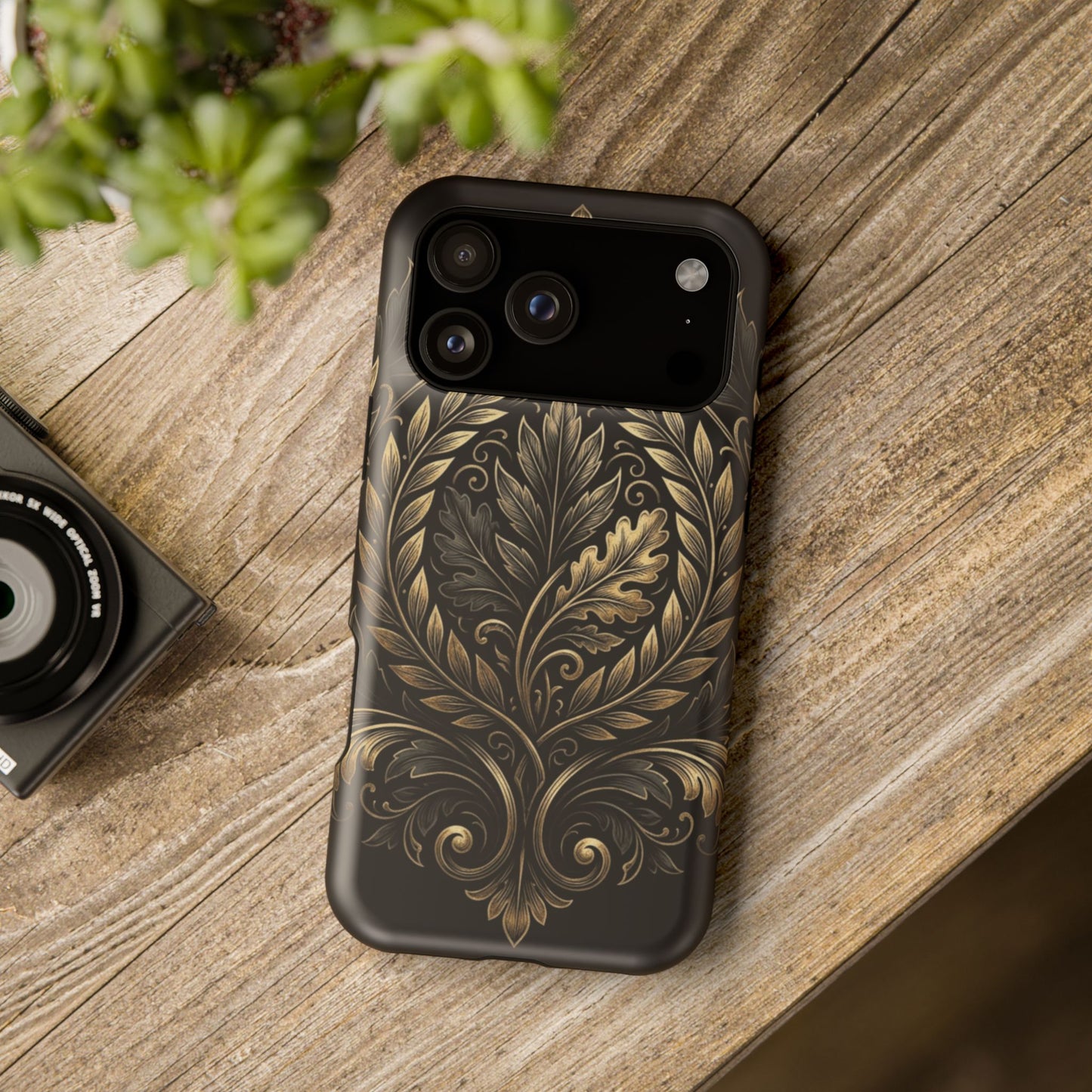 Baroque Gold Leaf Phone Case — Impact-Resistant Protective Cover