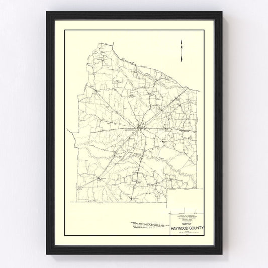 Vintage Map of Haywood County, Tennessee 1937