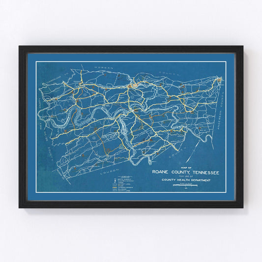 Vintage Map of Roane County, Tennessee 1930