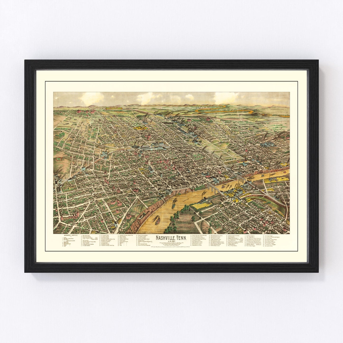 Vintage Map of Nashville, Tennessee 1958