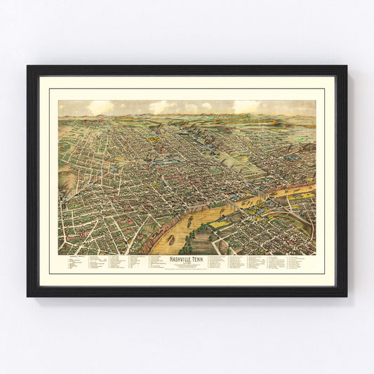 Vintage Map of Nashville, Tennessee 1958