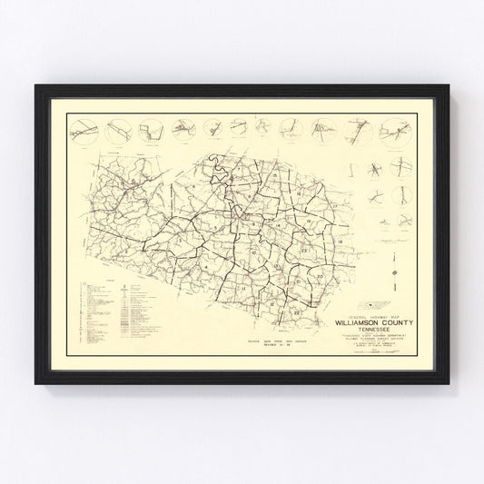 Vintage Map of Williamson County, Tennessee 1959