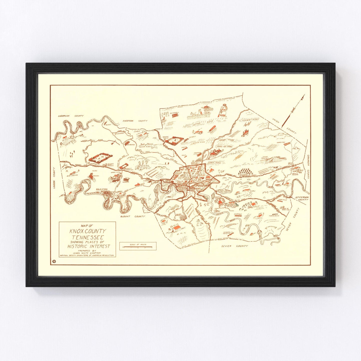 Vintage Map of Knox County, Tennessee 1937