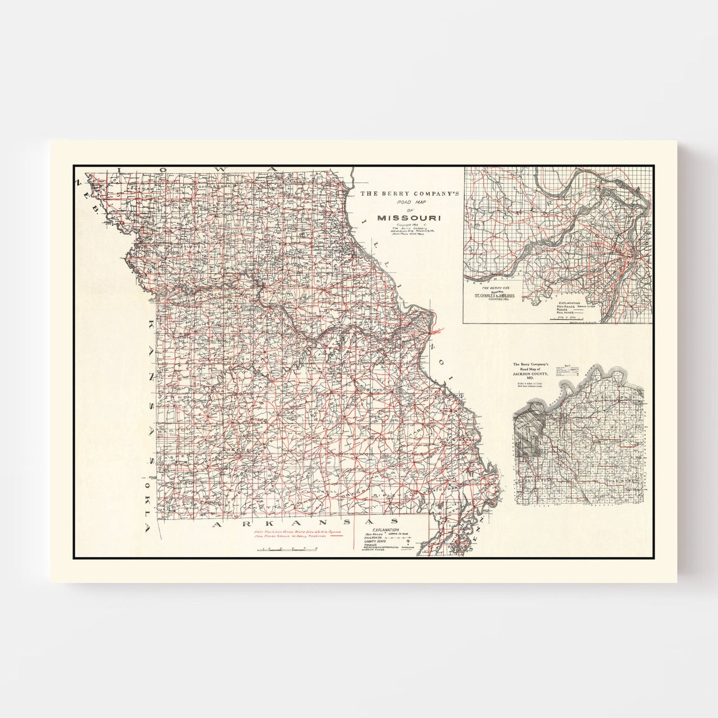 Vintage Map of Missouri 1911
