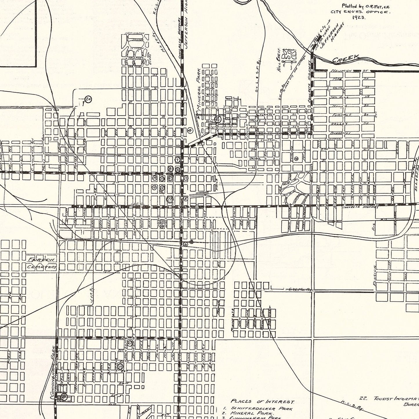 Vintage Map of Joplin, Missouri 1923