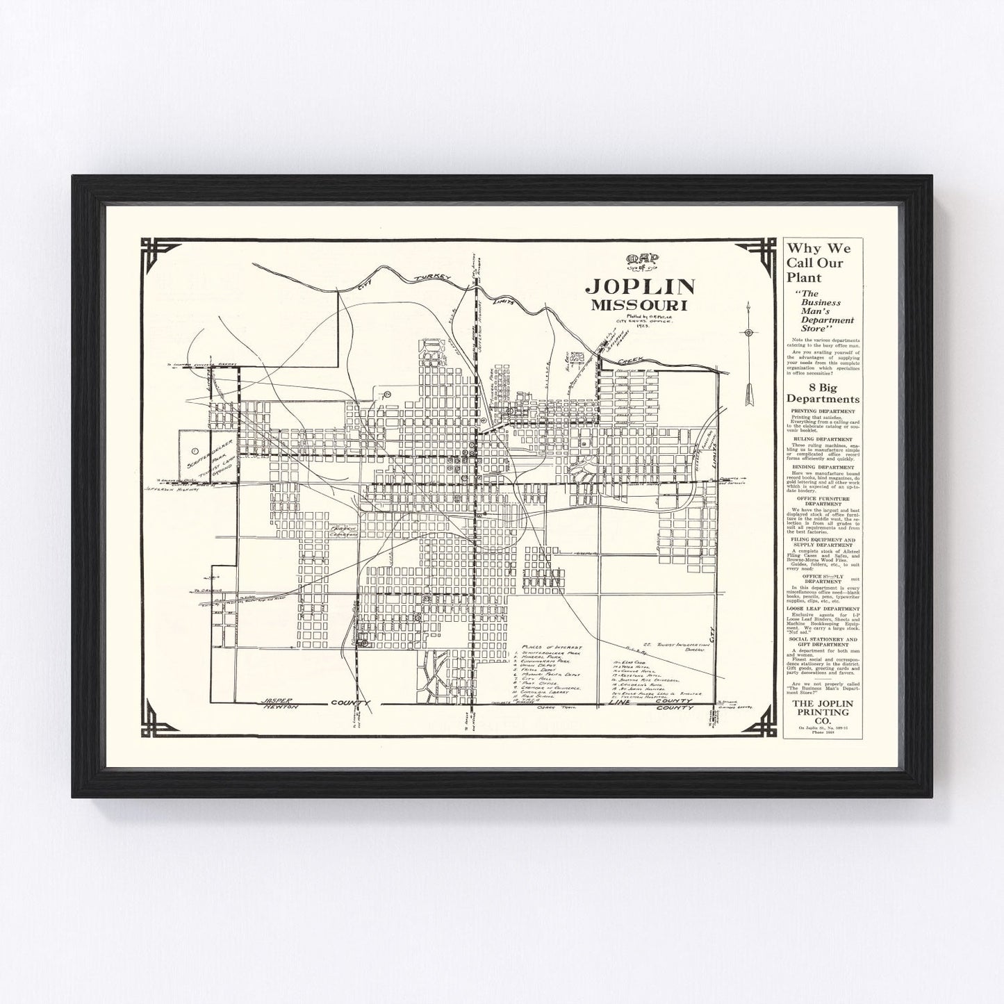 Vintage Map of Joplin, Missouri 1923