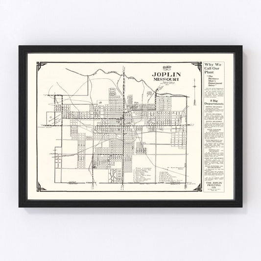 Vintage Map of Joplin, Missouri 1923