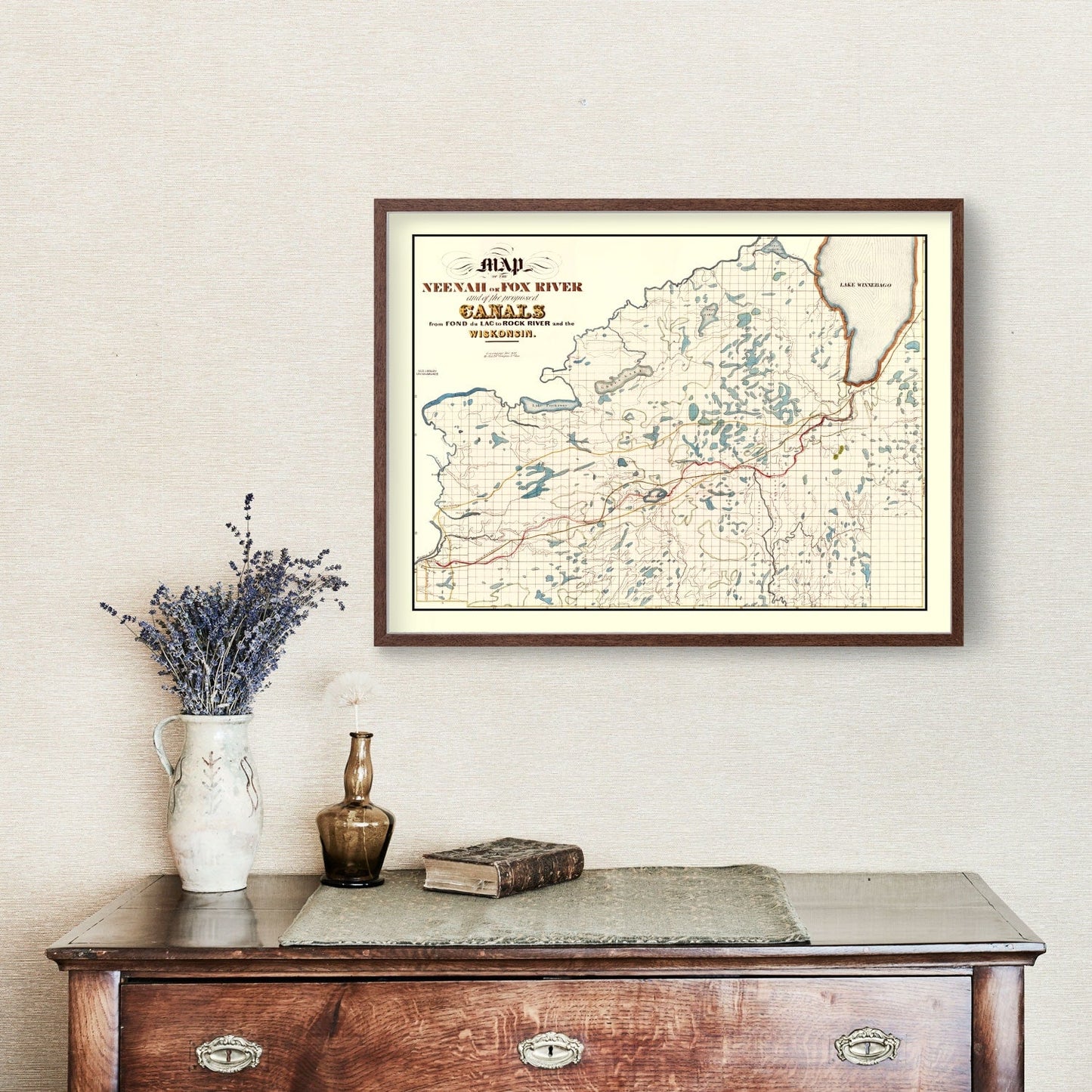 Vintage Fox River, WI Map 1839