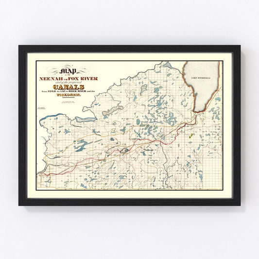 Vintage Fox River, WI Map 1839