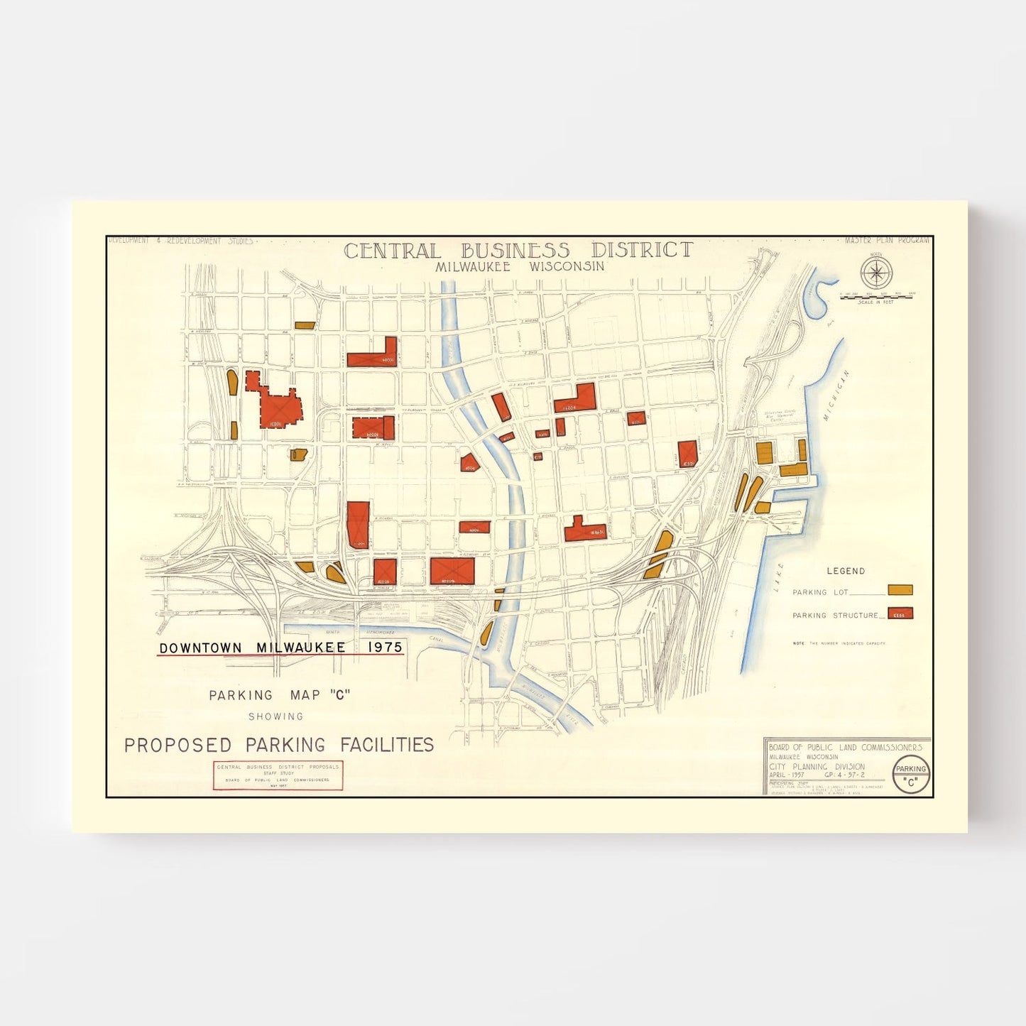 Vintage Map of Milwaukee, Wisconsin 1957