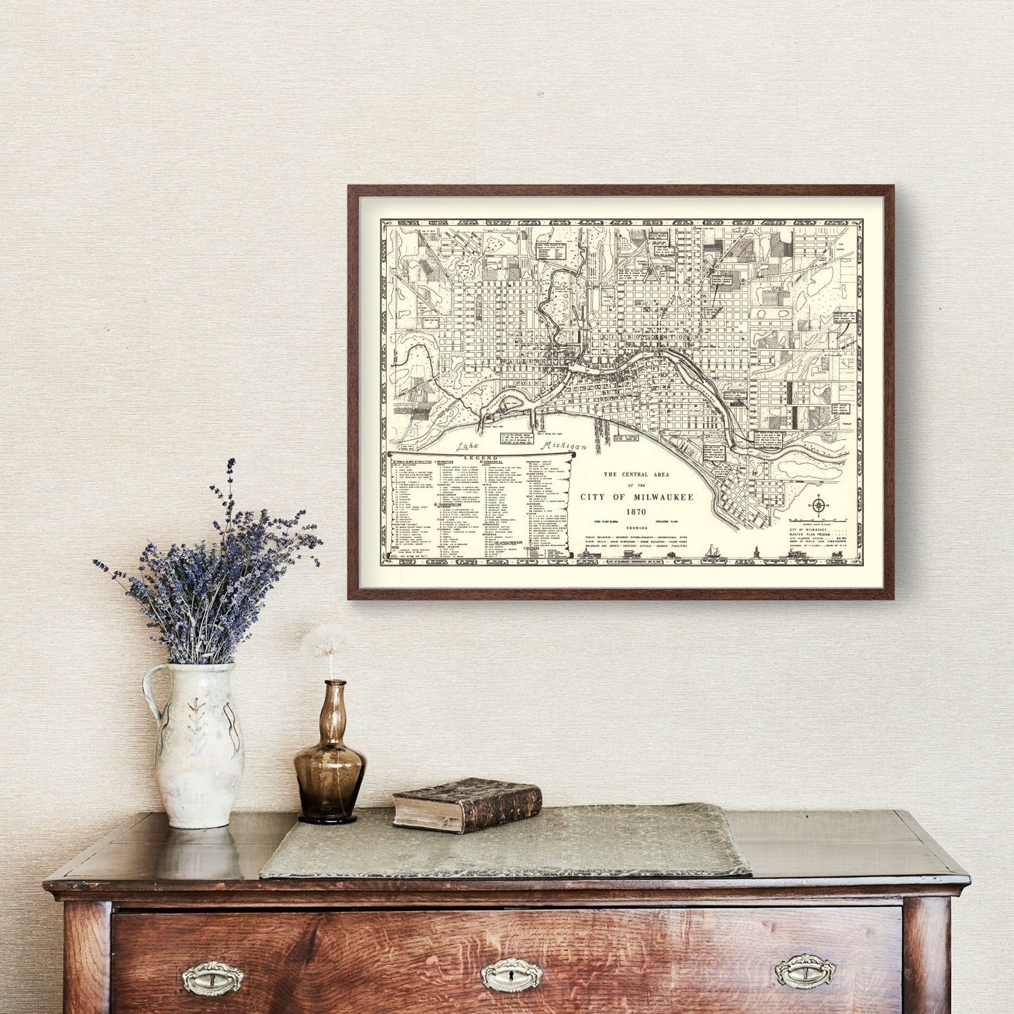 Vintage Map of Milwaukee, Wisconsin 1870