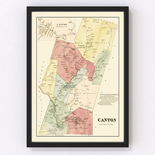 Vintage Map of Canton, Connecticut 1869