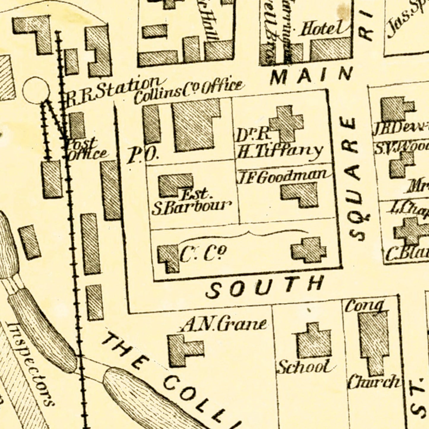 Vintage Map of Collinsville, Connecticut 1869