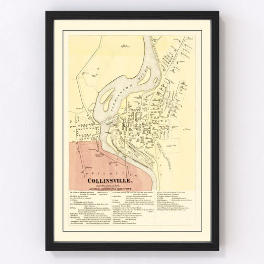 Vintage Map of Collinsville, Connecticut 1869