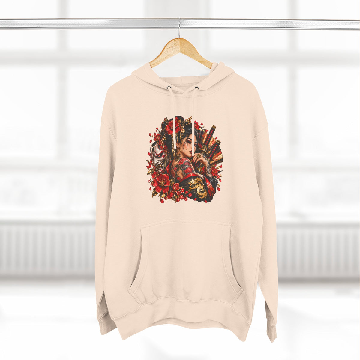 Floral Skull Hoodie — Gothic Rose Graphic Fleece Hoodie