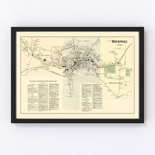 Vintage Map of Rockville, Connecticut 1869