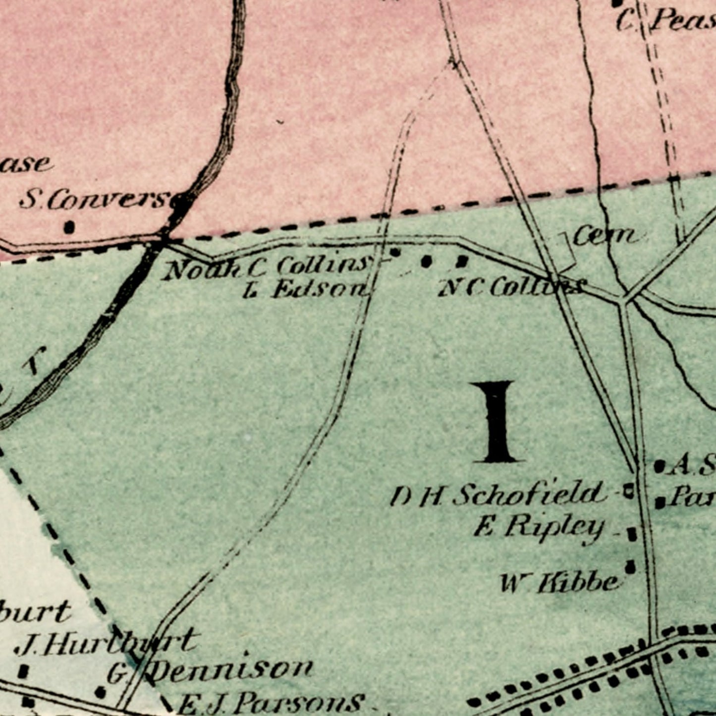Vintage Map of Somers, Connecticut 1869