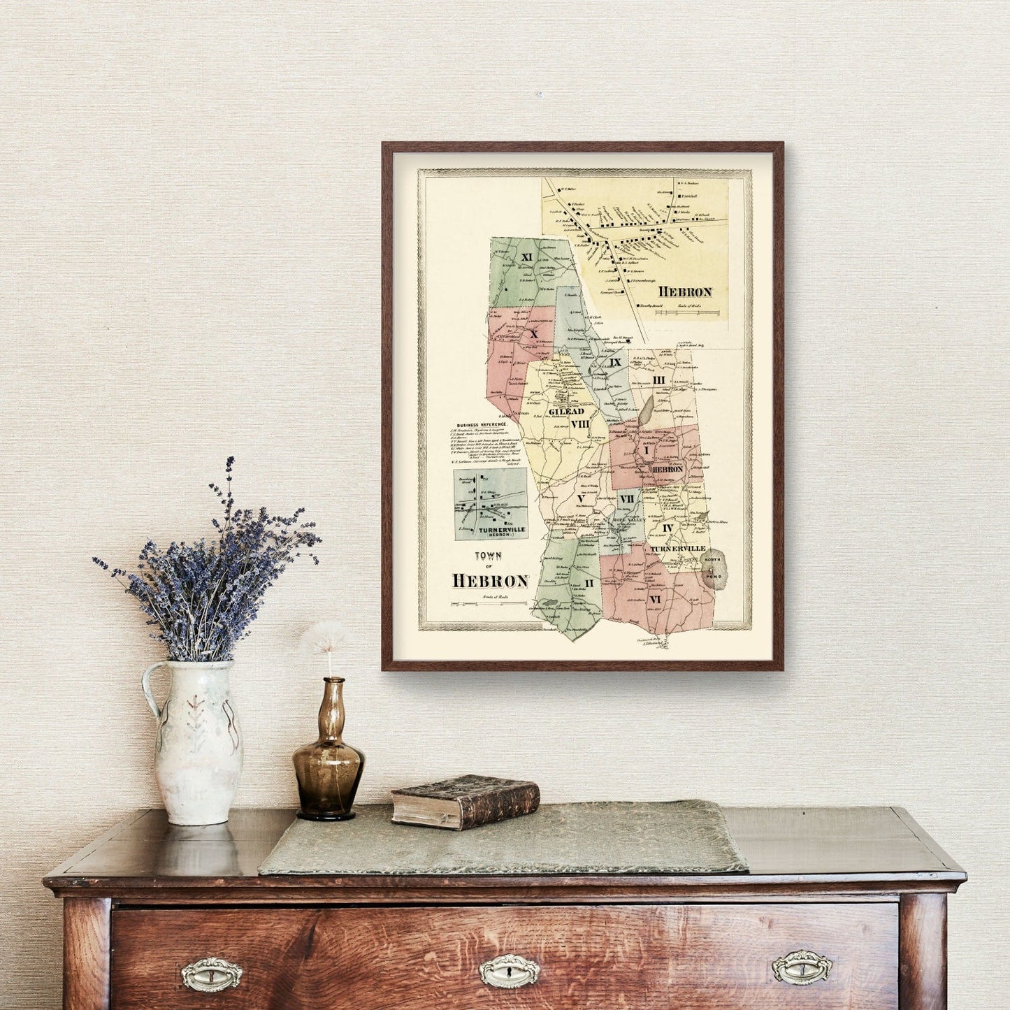 Vintage Map of Town of Hebron, Connecticut 1869
