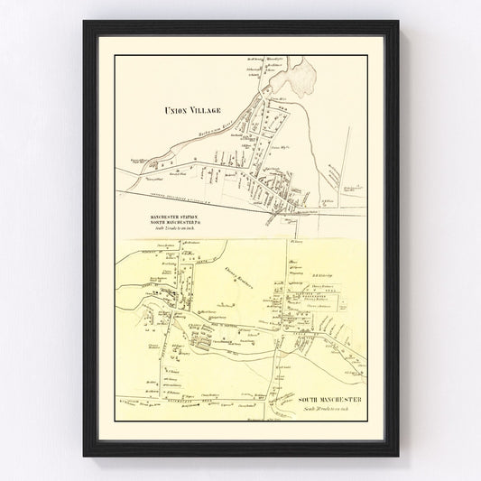 Vintage Map of Union Village, Connecticut 1869