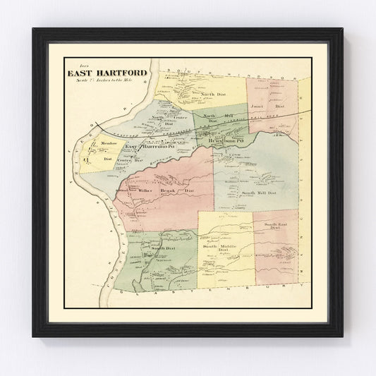 Vintage Map of East Hartford, Connecticut 1869