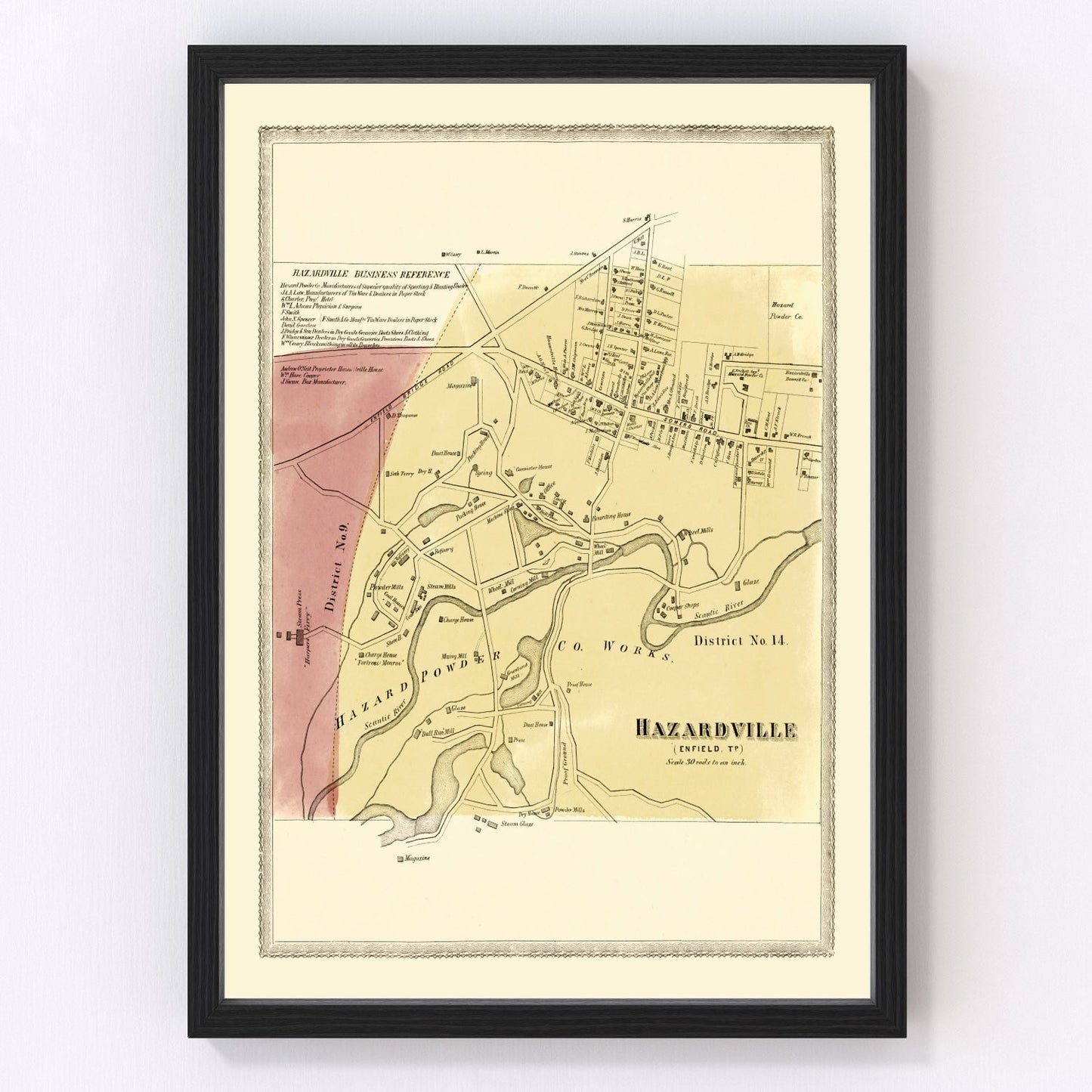 Vintage Map of Hazardville, Connecticut 1869