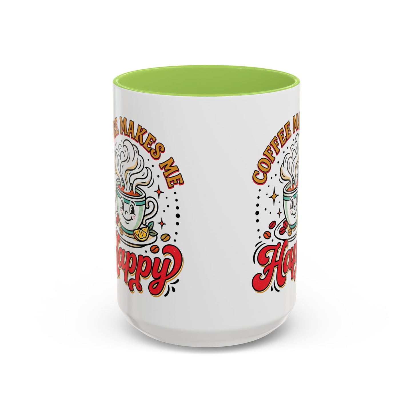 Coffee Mug — "Coffee Makes Me Happy" Cute Retro Accent Mug (11/15oz)