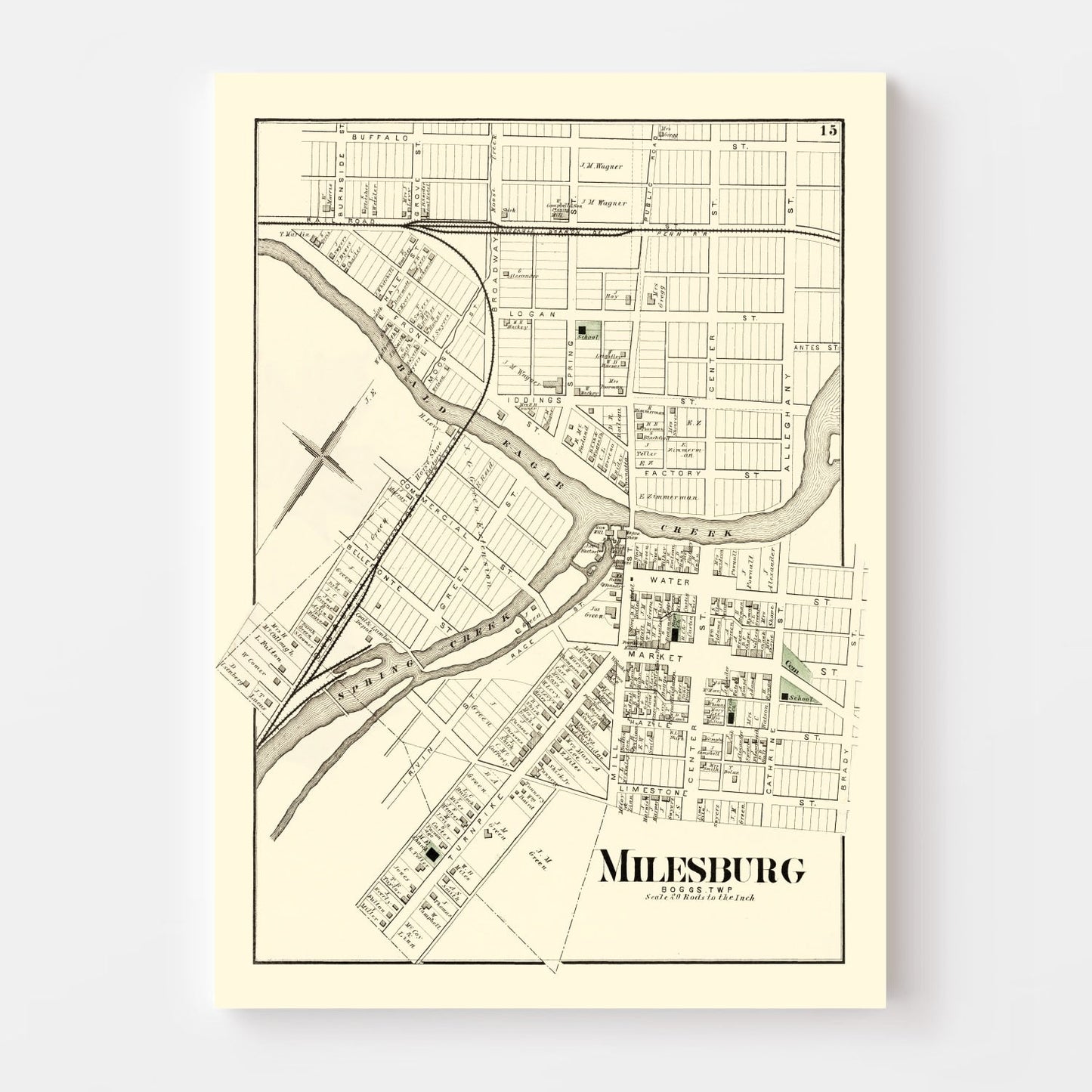 Vintage Map of Milesburg, Pennsylvania 1874