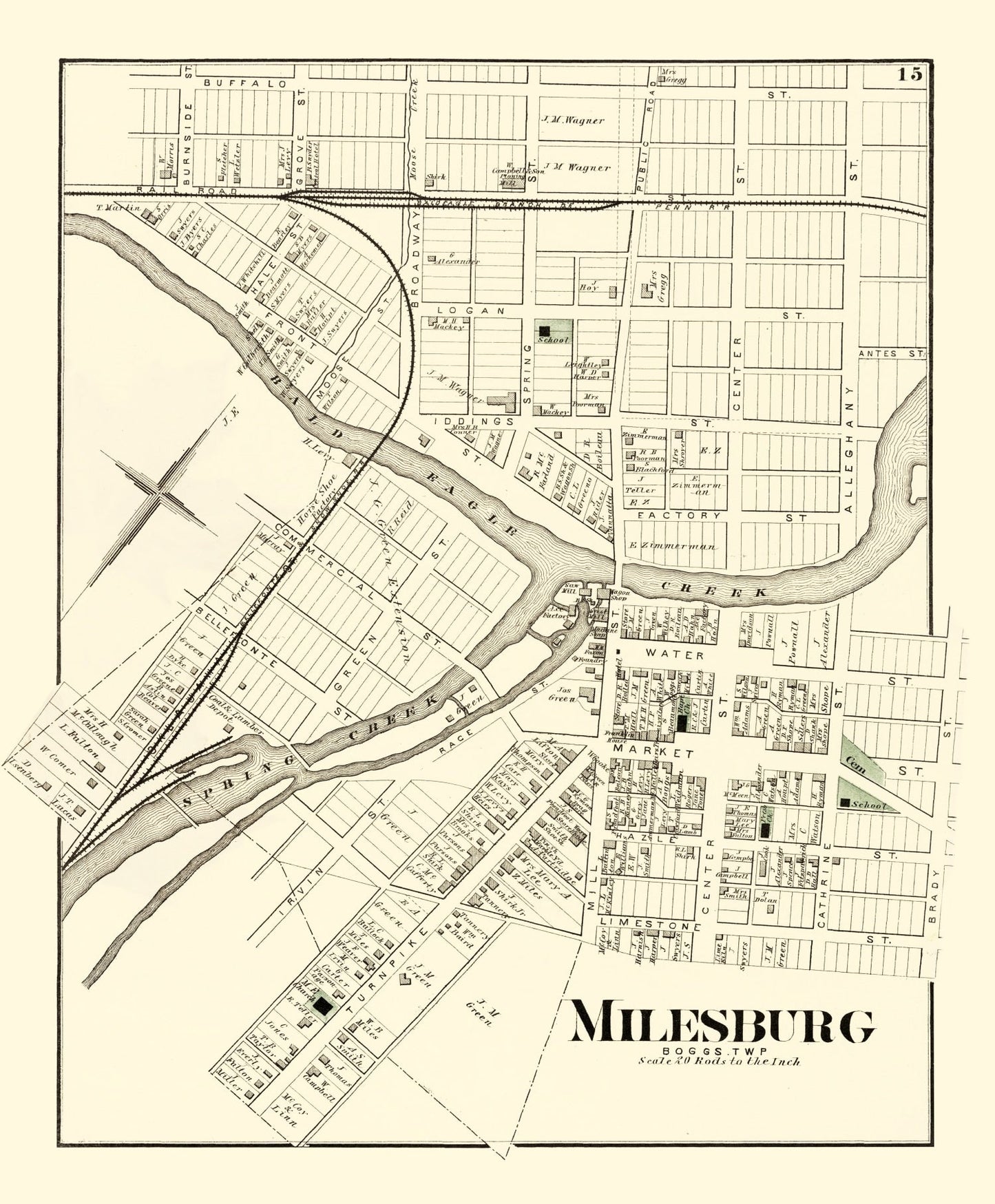 Vintage Map of Milesburg, Pennsylvania 1874
