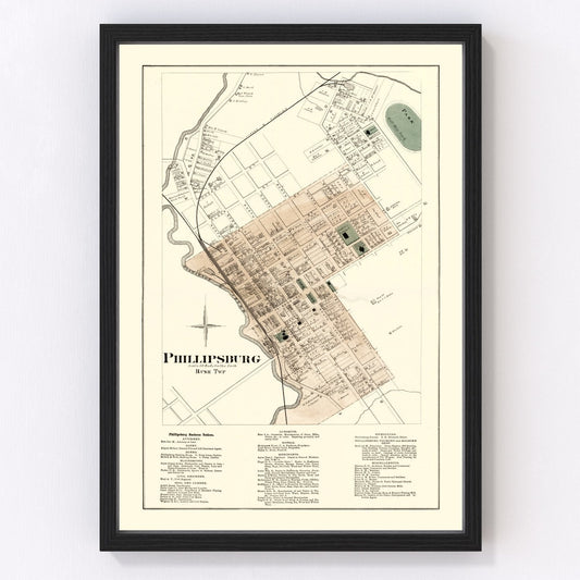Vintage Map of Phillipsburg, Pennsylvania 1874