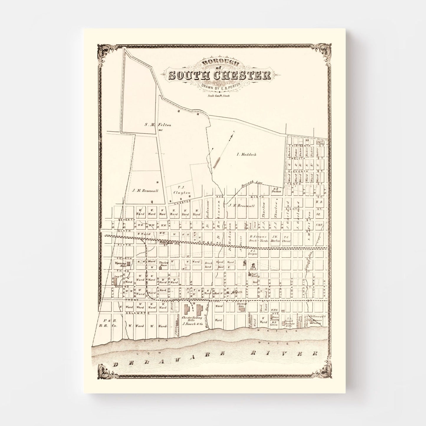 Vintage Map of South Chester, Pennsylvania 1875