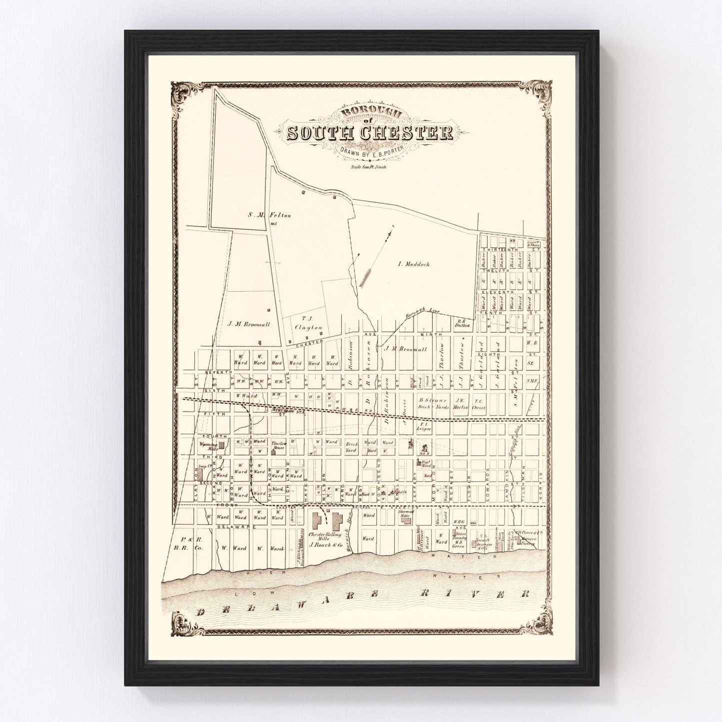 Vintage Map of South Chester, Pennsylvania 1875