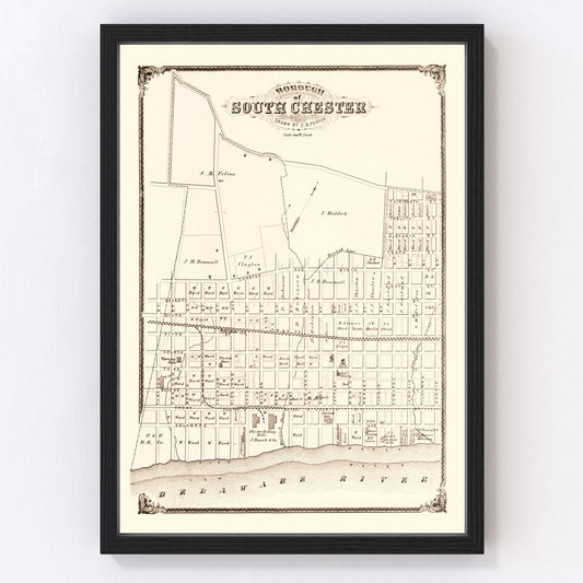 Vintage Map of South Chester, Pennsylvania 1875