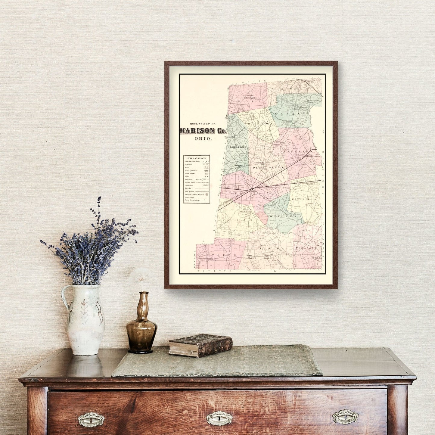 Vintage Map of Madison County, Ohio 1875