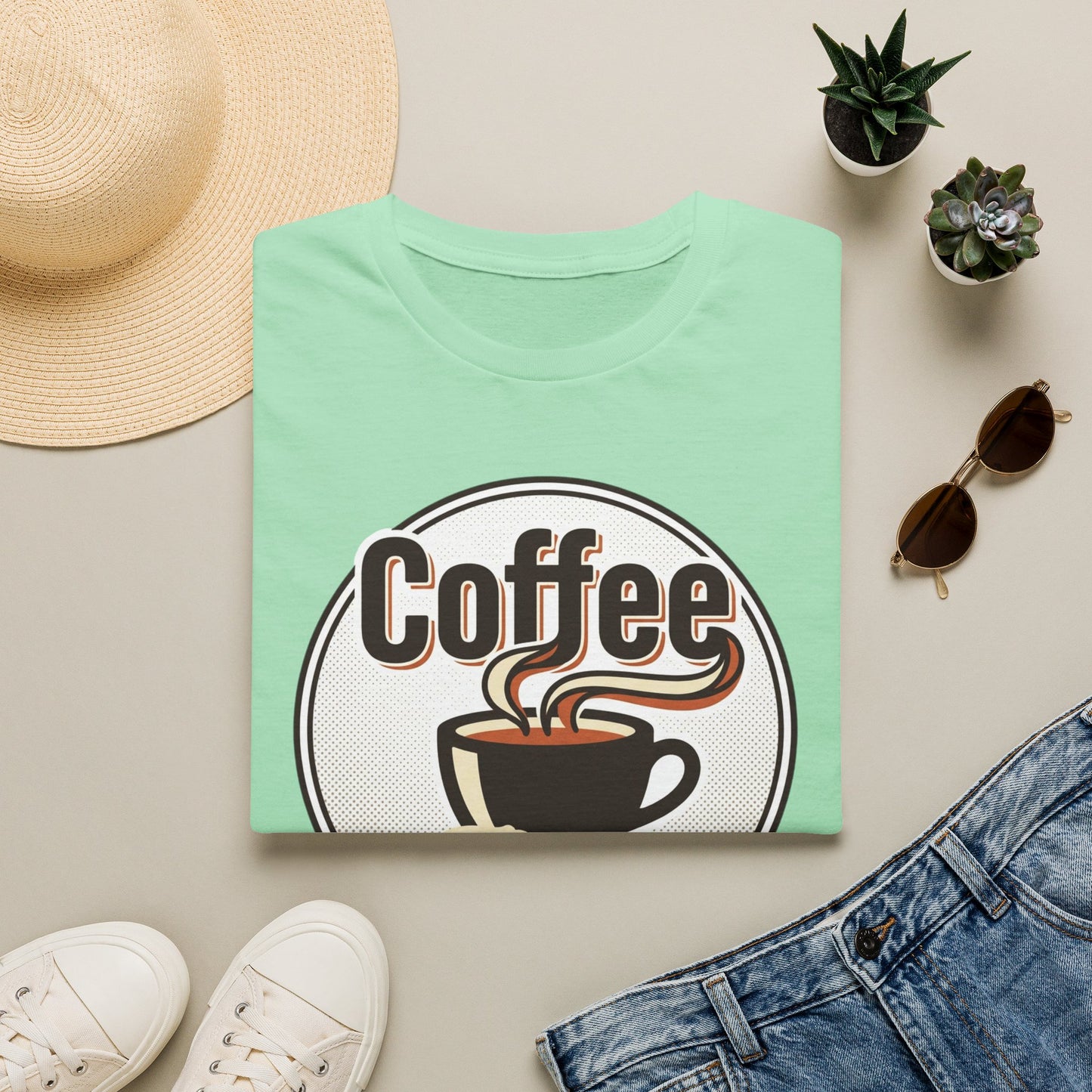 Coffee First T-Shirt — Retro Coffee Cup Graphic Tee for Coffee Lovers